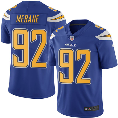 Men's Elite Brandon Mebane Nike Jersey Electric Blue - #92 Rush NFL Los Angeles Chargers